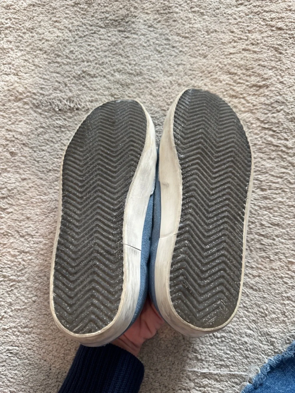 Golden Goose Blue and Silver Glitter Superstar Sneakers - Picture 7 of 8